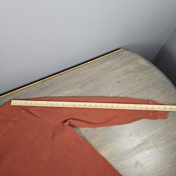 American Giant Waffle Knit Thermal Shirt Rust Orange Long Sleeve Men’s Large USA - Picture 7 of 7